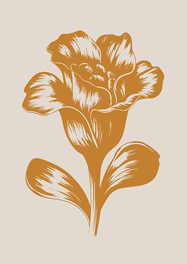 Vintage Golden Botanical Bloom Flower