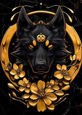 Golden Wolf Portrait