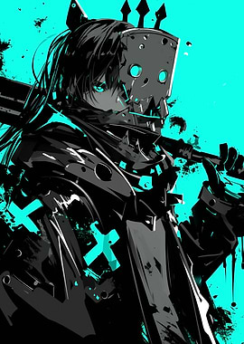 Anime Girl with Mask and Bat