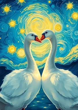 Goose Under Starry Night