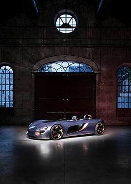 Sleek Concept Car in Industrial Setting