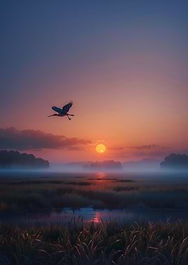Bird Silhouette at Sunset