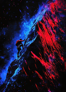 Climber in Neon Mountain