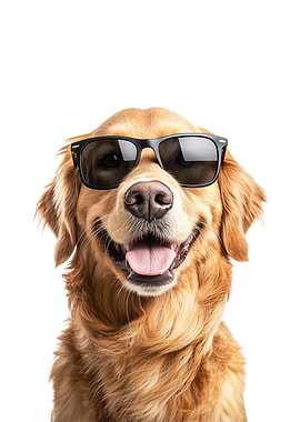 Cool Golden Retriever Dog with Sunglasses