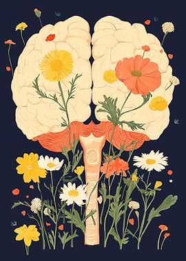 Floral Brain Illustration