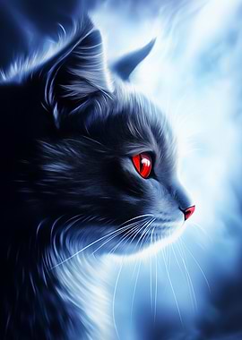 Black Cat with Red Eyes