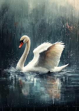 Swan in the Rain