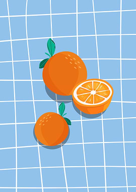 Oranges on Blue Grid