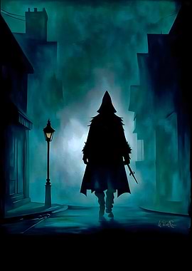 Beyond the Lamp Light - Mysterious Figure in Fog Under an Eerie Glow