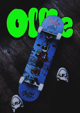 Skateboard with Cartoon Character