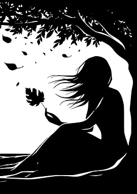 Silhouette of Woman in Wind