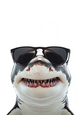 Cool Great White Shark with Sunglasses
