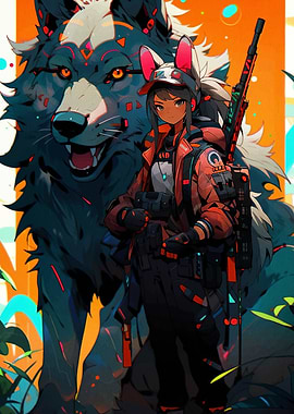 Wolf & Girl Anime Art