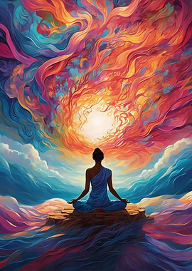 Meditation in a Colorful Sky