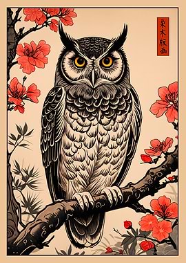 Owl Japanese Art