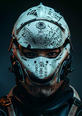 Cyberpunk Helmet with Graffiti