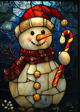 Stained Glass Snowman
