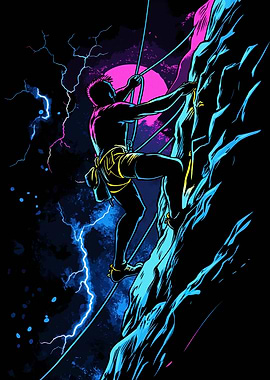 Rock Climbing Neon Art