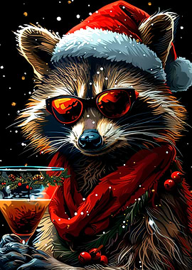 Funny Raccoon Christmas