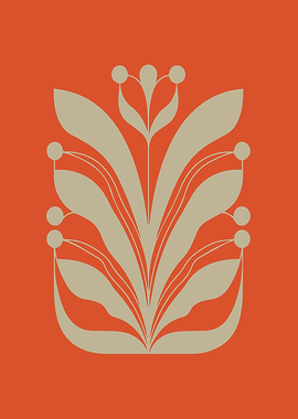 Folk-Inspired Abstract Floral in Burnt Orange