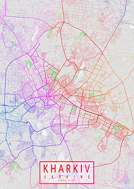 Kharkiv City Map Ukraine Colorful