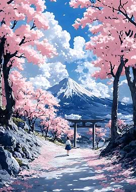 Cherry Blossom Path to Fuji
