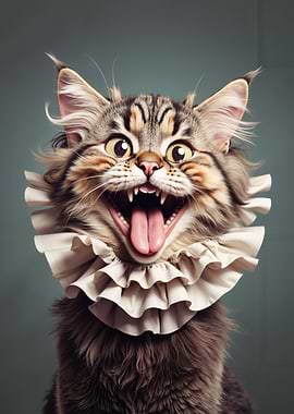 Funny Cat in Ruffled Collar