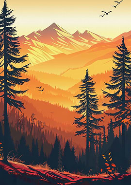 Mountain Sunset Landscape