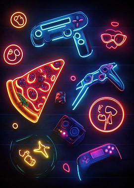 Neon Gaming Pizza