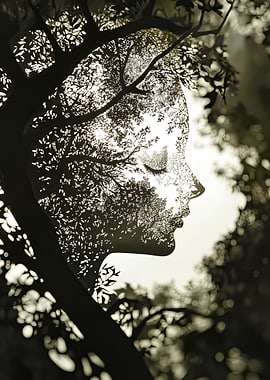 Silhouette of a Woman in a Tree