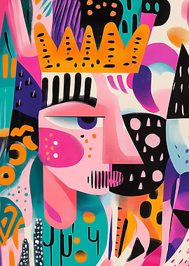 Fauvist Portrait with Vibrant Abstract Shape