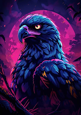 Eagle in Neon Night