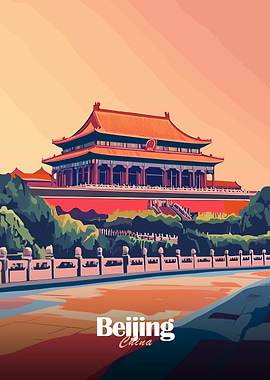 Beijing Forbidden City Illustration