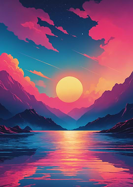 Sunset Mountain Lake