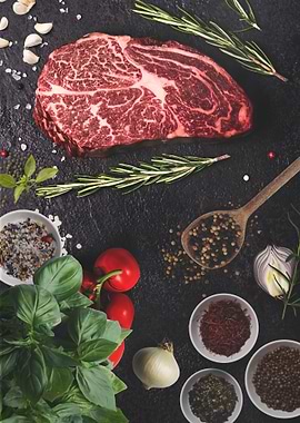 Raw Steak with Herbs and Spices