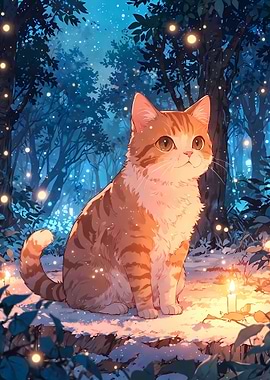 Cat in Enchanted Forest