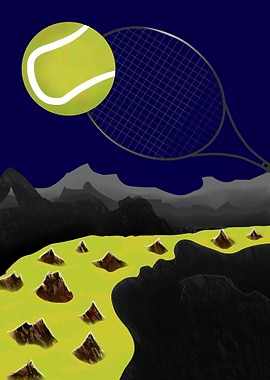 Tennis Ball Over Mountains