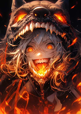 Fiery Anime Wolf Girl