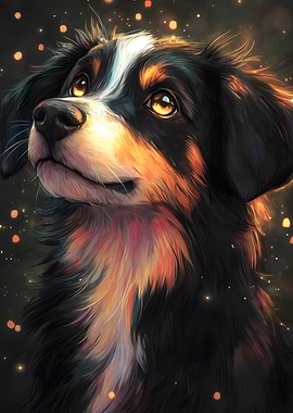 Dog Portrait with Golden Glow