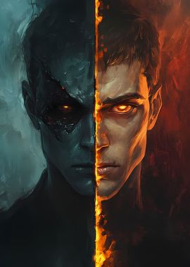 Two Worlds in One Face: A Stunning Split Portrait