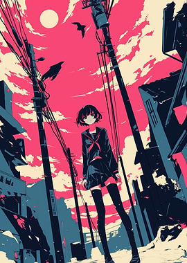 Anime Girl in Urban Setting