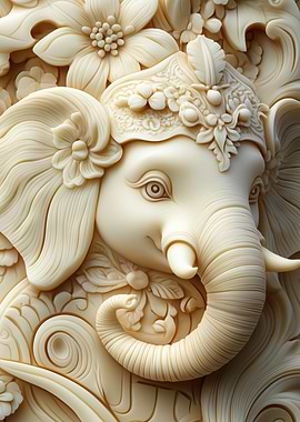 Carved Ivory Elephant Head