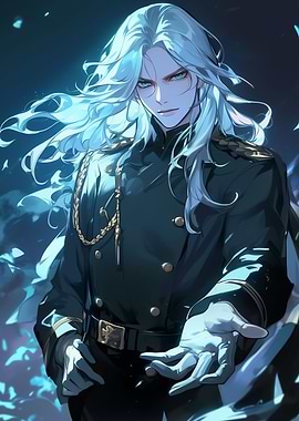 Anime Male Character with White Hair