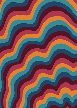 Jewel Toned Wavy Abstract Pattern