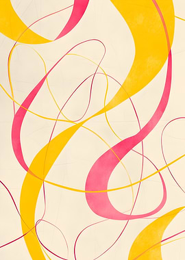 Abstract Swirls in Yellow and Pink