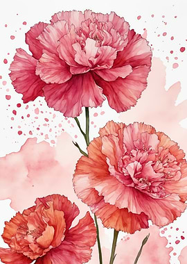 Delicate Carnations: A Watercolor Bouquet