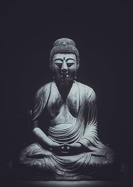 Buddha Statue in Dark Setting