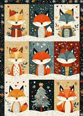 Christmas Foxes Pattern