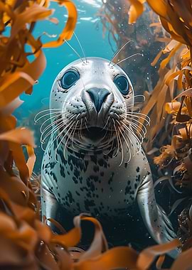 Curious Seal Underwater