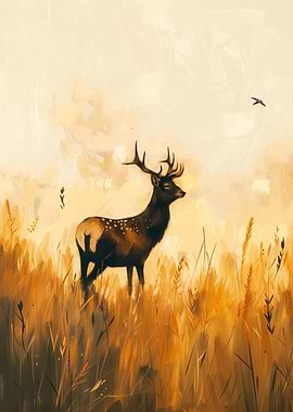 Deer in Golden Field